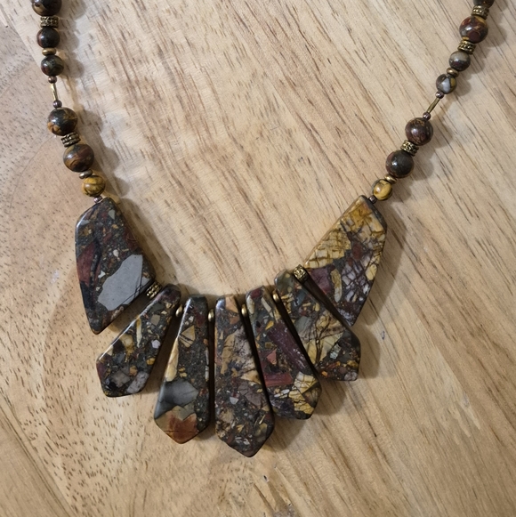 Cherry Creek Jasper with Pyrite Necklace - Picture 7 of 7